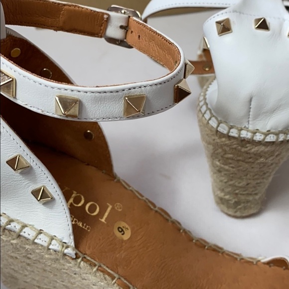 Maypol Anthro white leather studded espadrille wedges - Picture 3 of 8